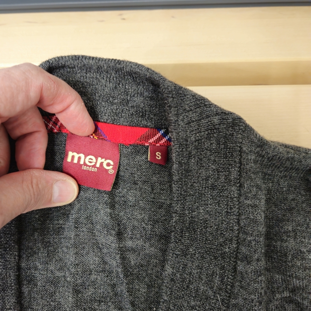 The Merc Grey Cardigan Mens Small Oi Punk View 3